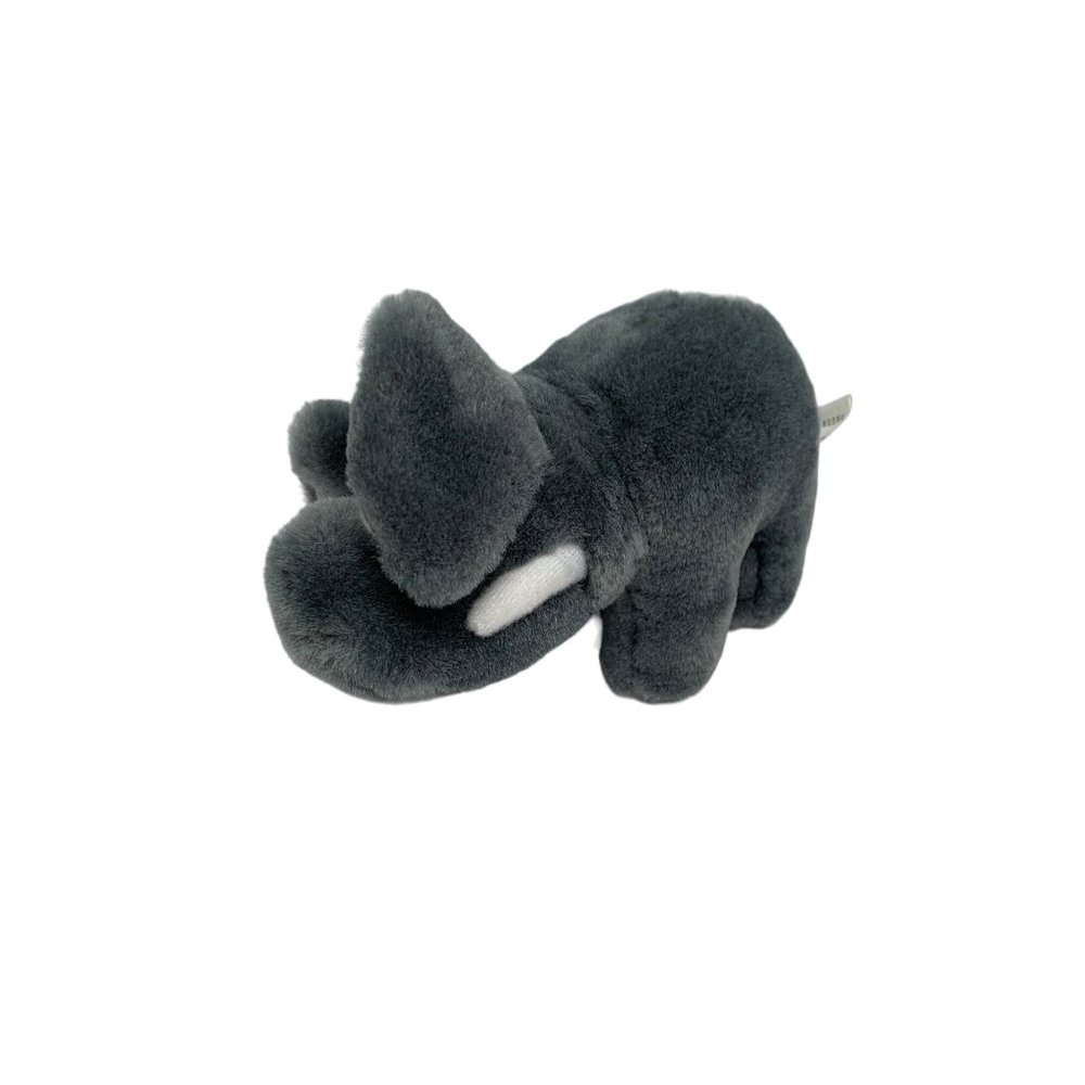 K and M Plush Stuffed Animal Toy Gray Trunk Up 8 in wide 5.5 in Tall